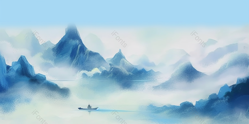 隐藏在云层浓雾之间的山峰中国风意境插画,插画/手绘图,插画/手绘图库,插画/手绘图下载,插画/手绘